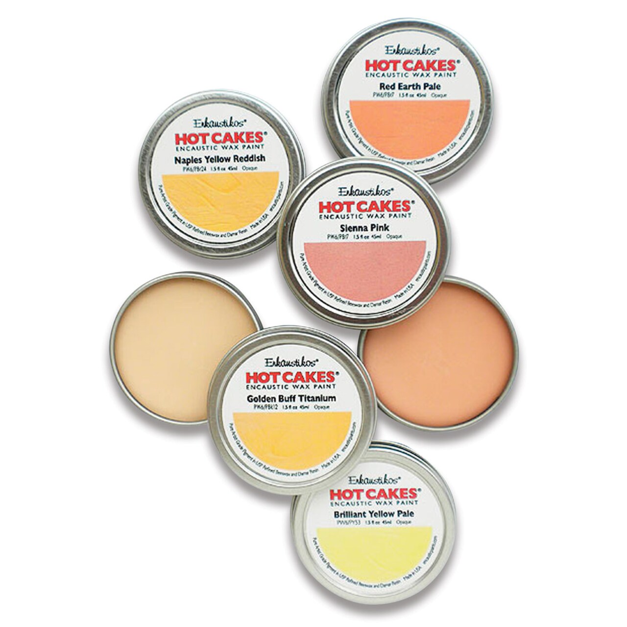 Enkaustikos Hot Cakes Encaustic Paint - Set of 5, Basic Portrait, 45 ml tins